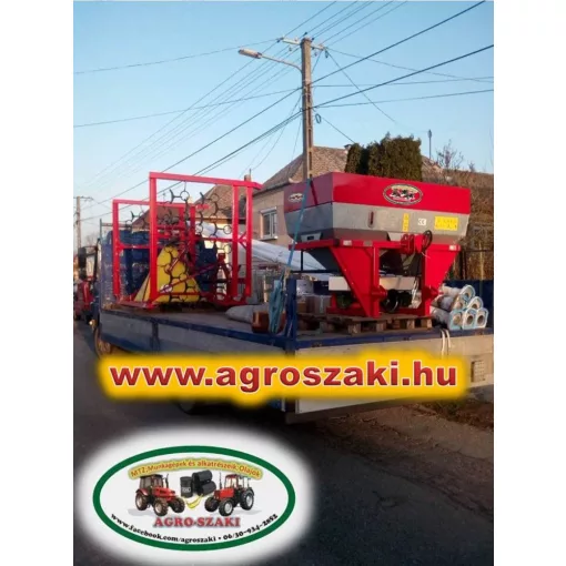 Műtrágyaszóró tűzihorganyzott 600 kg + 400 kg magasítóval, ponyvával 