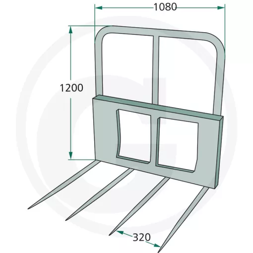 Bálaszállító villa 1000Kg terhelhetőséggel 4db 1100mm-es tüskével