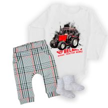 MTZ Belarus traktoros fehér Baby Body, naci és zokni