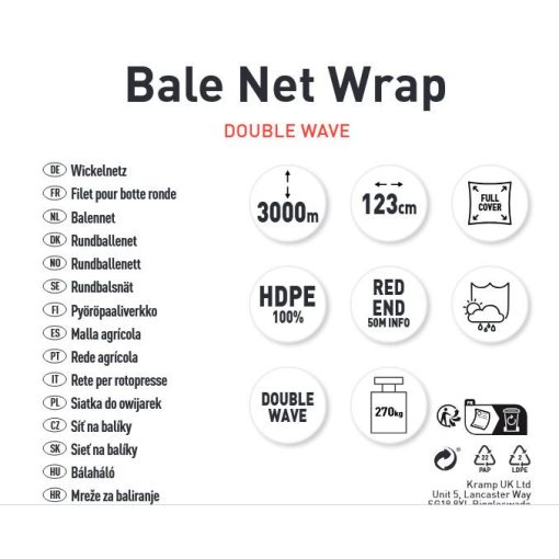 Bálaháló Farma 123x3000  100% PE-ből készült, UV-stabilizált, kiváló minőségű!!!