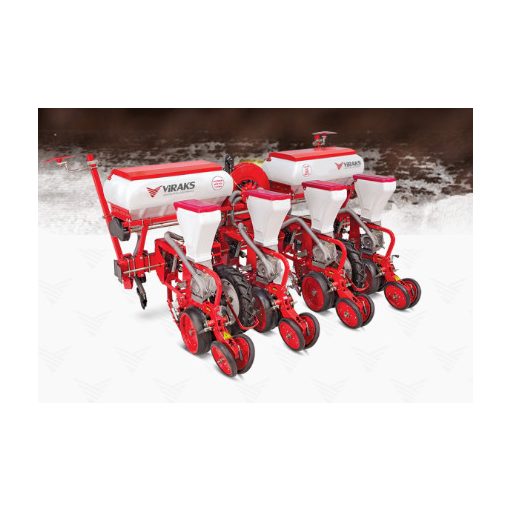 Szemenkénti vetőgép török, 4 soros,dupla tárcsás, műtrágya adagolóval   